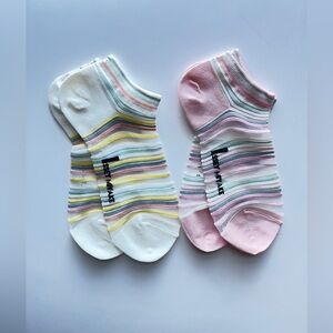 2 X Issey Miyake Pastel Striped Ankle Socks